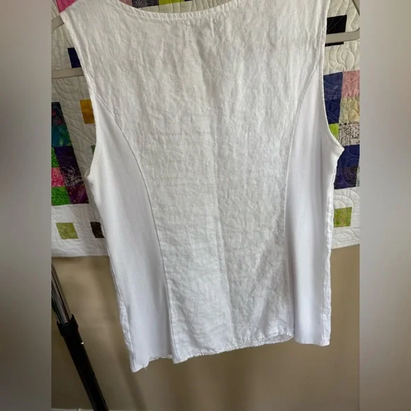 Lina Tomei White Linen Top - Picture 3 of 5